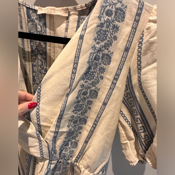 Rinasciemento beige & blue summer dress - Picture 5 of 5